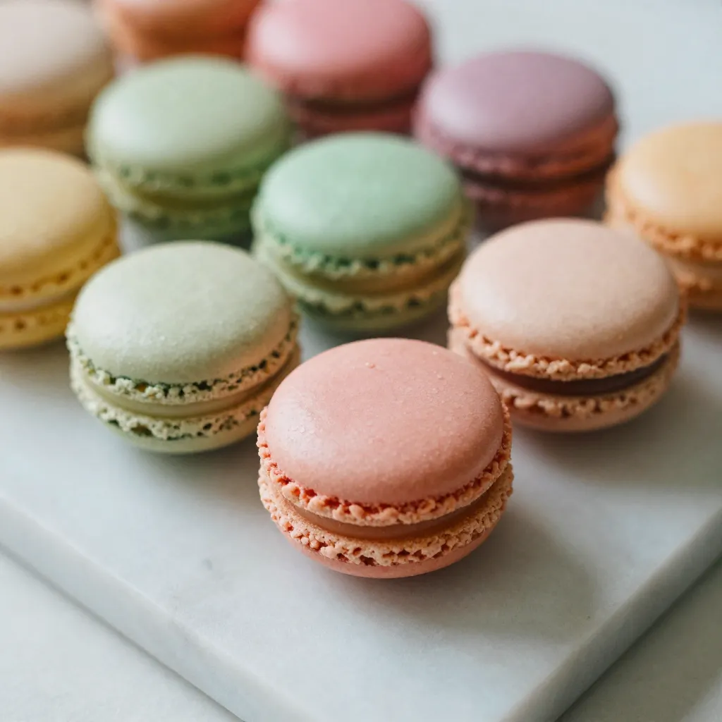 Macarons artesanales en primer plano